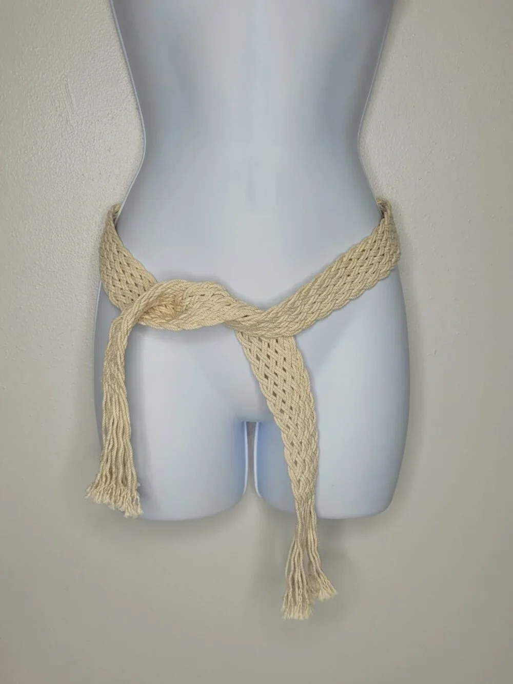 Cream woven boho hippie festival artsy macrame cottage beachy earthy hip belt